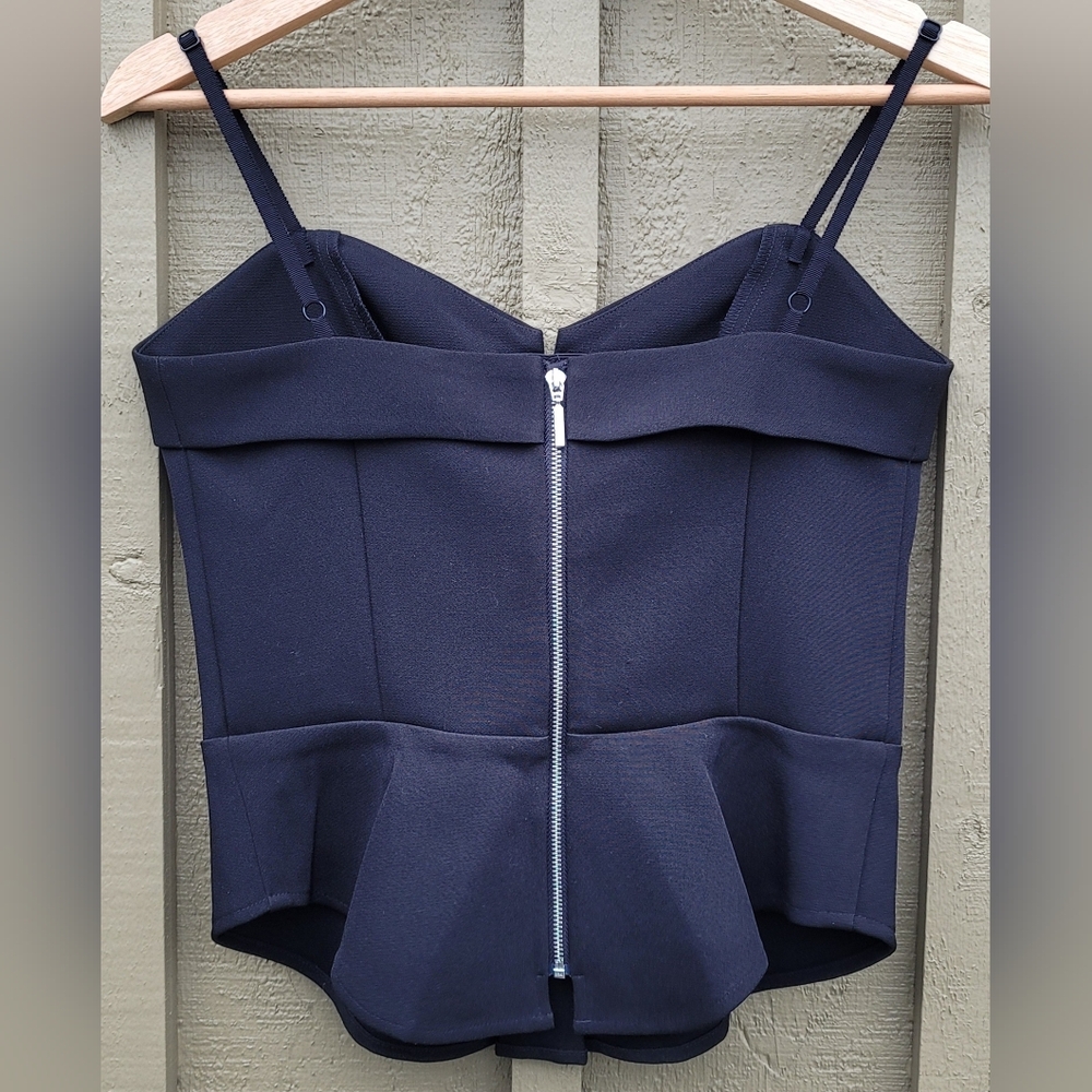 Express Corset-Style Zip Back Tank Top With Stretch, Black - Picture 3 of 13
